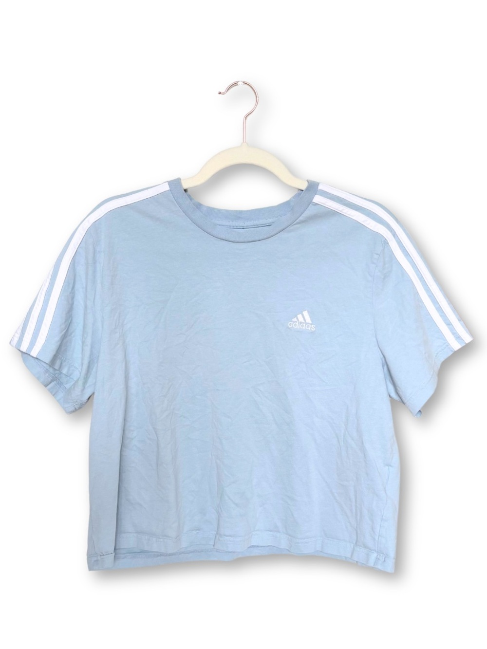 adidas cropped tee with signature stripes